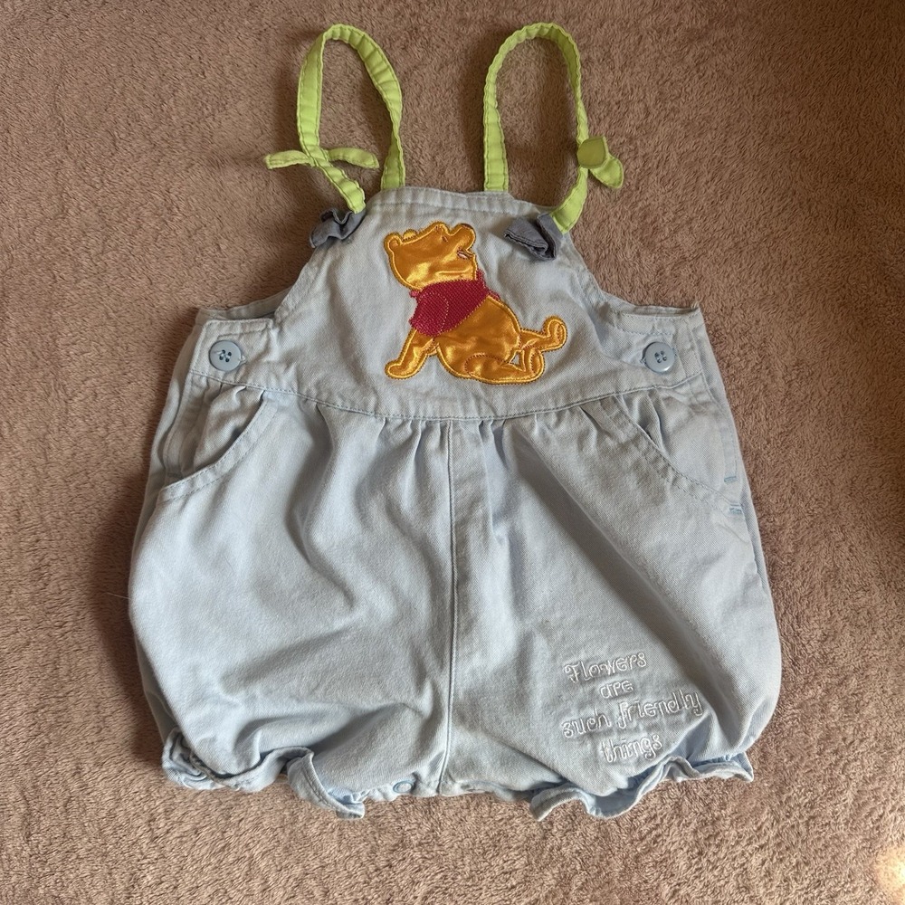Vtg Winnie The Pooh Bubble Overalls Size 12M Blue